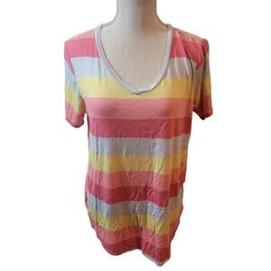 Wildfox Italian Ice Stripes V-Neck Short Sleeve Tee Size Medium